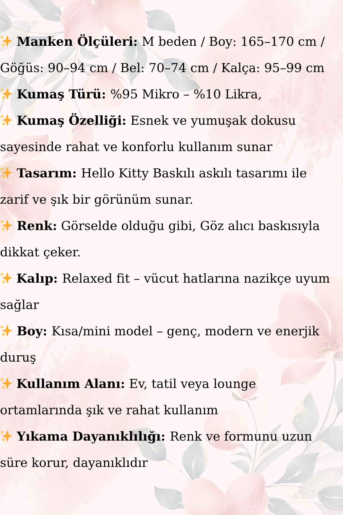 Hello Kitty Baskılı Askılı Siyah Gece Elbisesi - Yumuşacık Gecelik