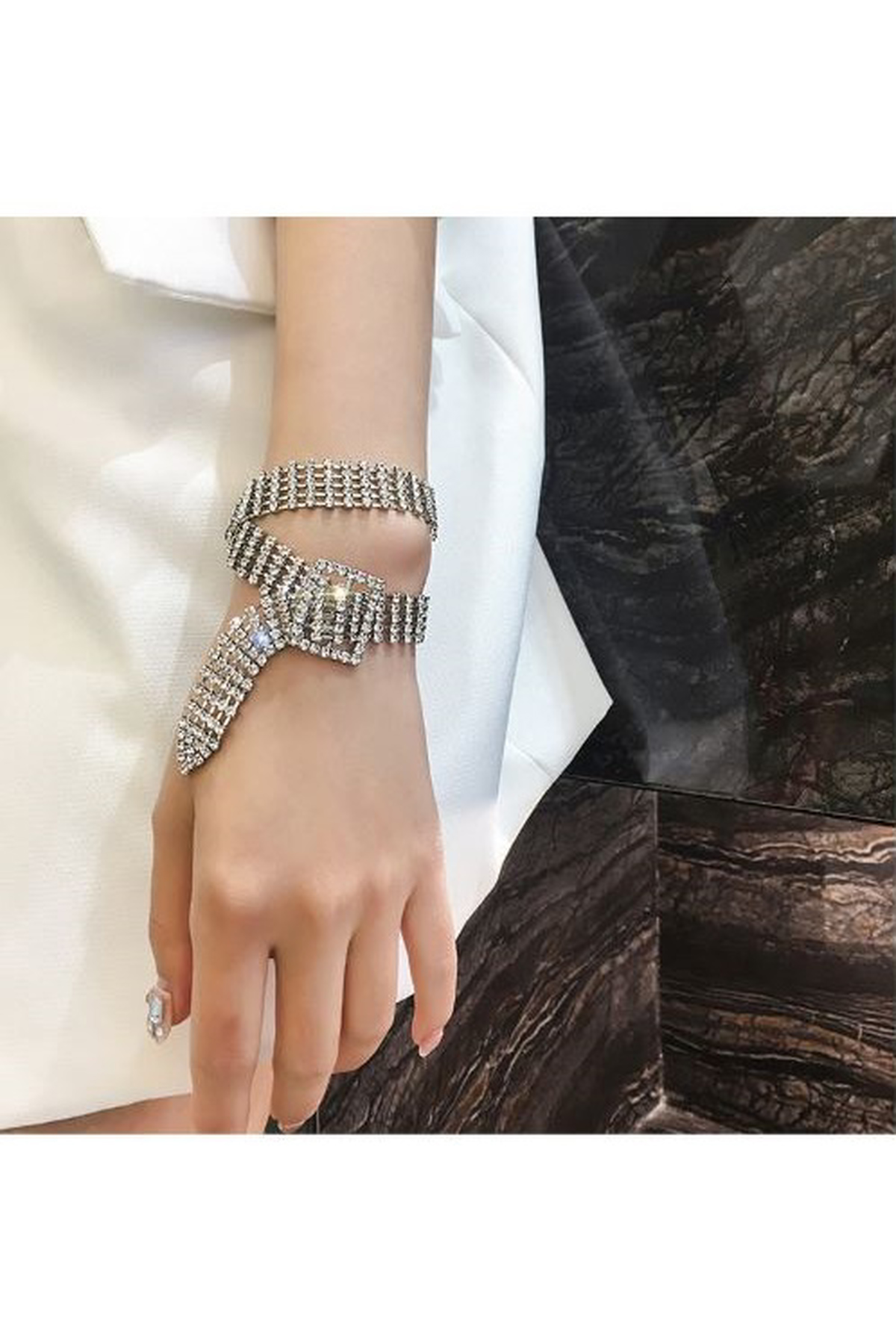 Silver Kristal Taşlı Kemer Choker Kolye Özel Kolye Taşlı Choker