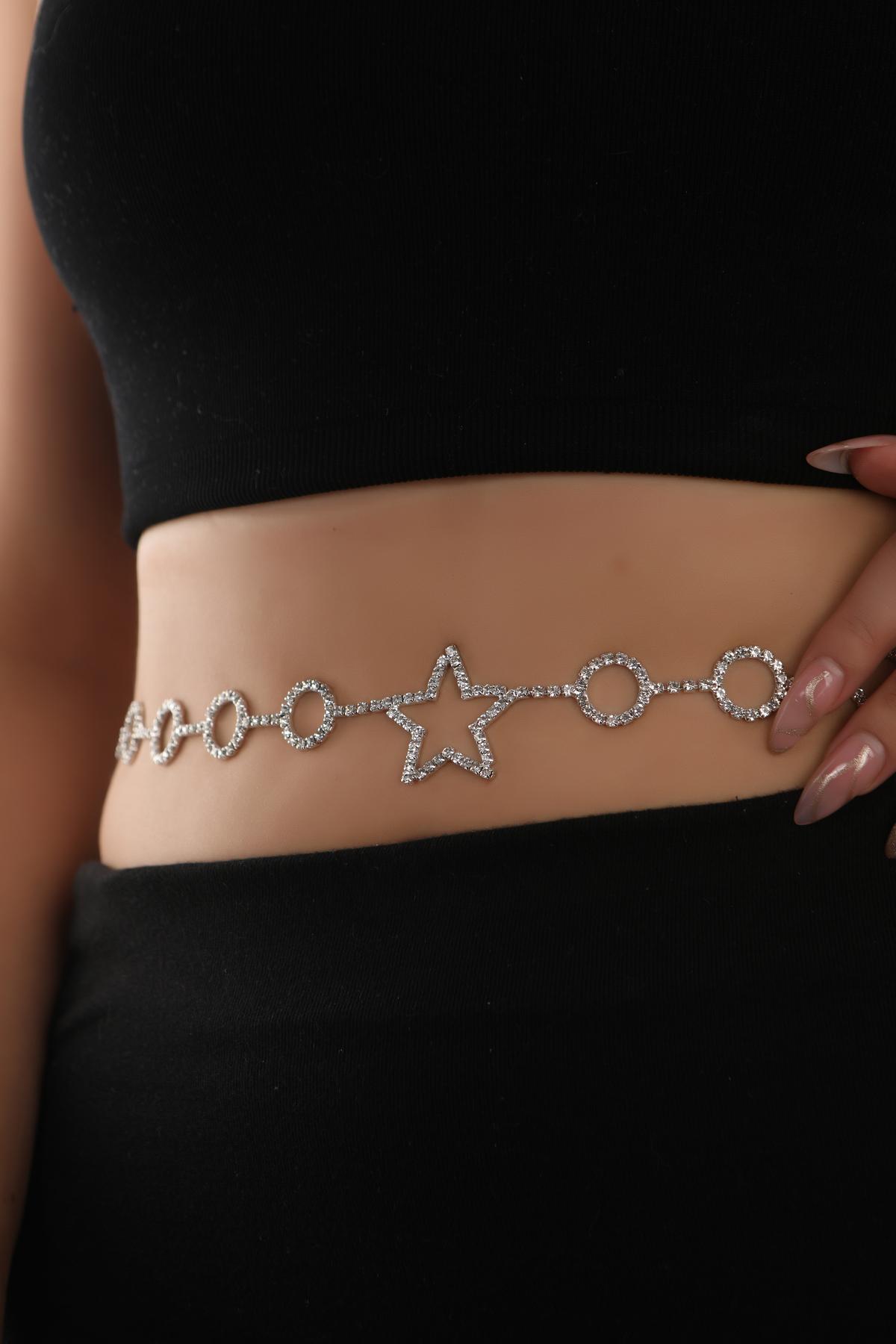 Yıldız Halka Su Yolu Bel Zinciri Taşlı Yıldız Bel Zinciri Bikini Trend Bel Zinciri Kemer Göbek Zinciri