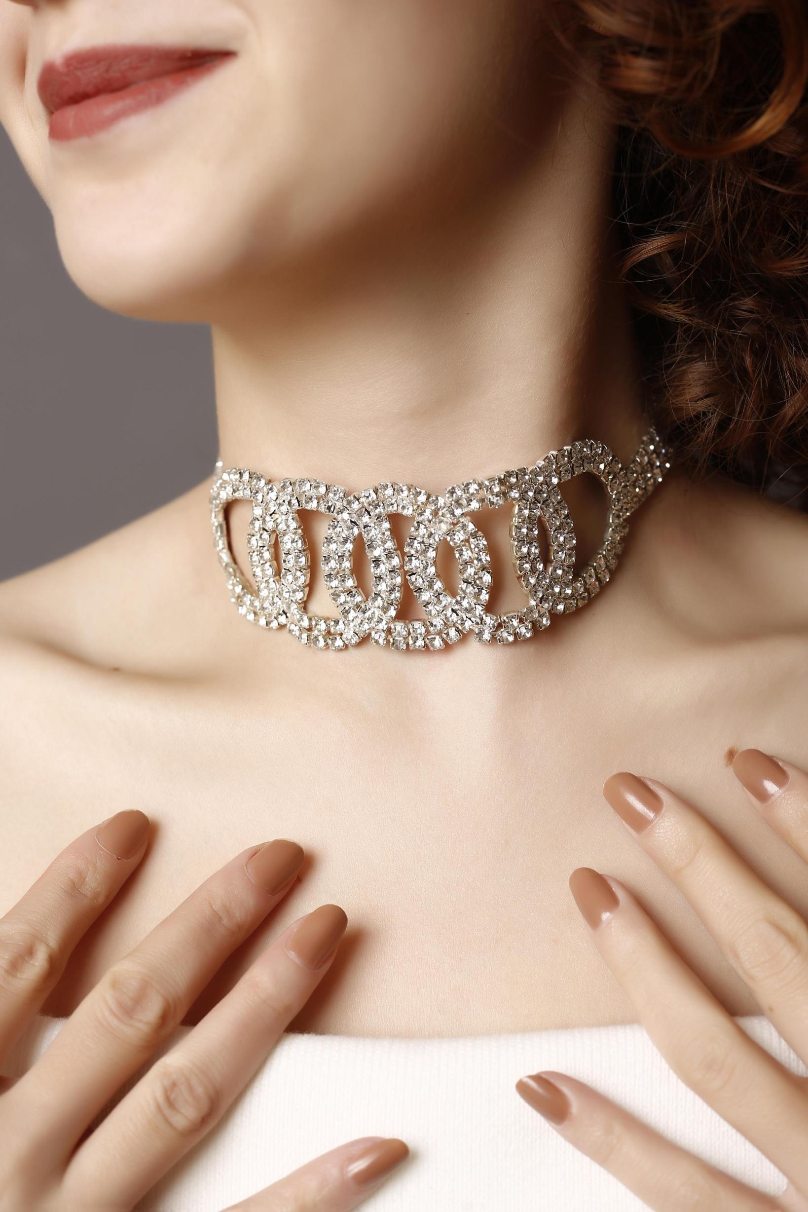 Olimpiyat Choker Kolye, Halka Model Taşlı Choker, Su Yolu Choker Kolye, Gerdanlık