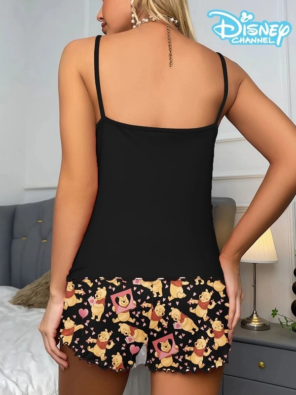 Ayı Yogi Love Baskılı Askılı Şortlu Pijama Takımı