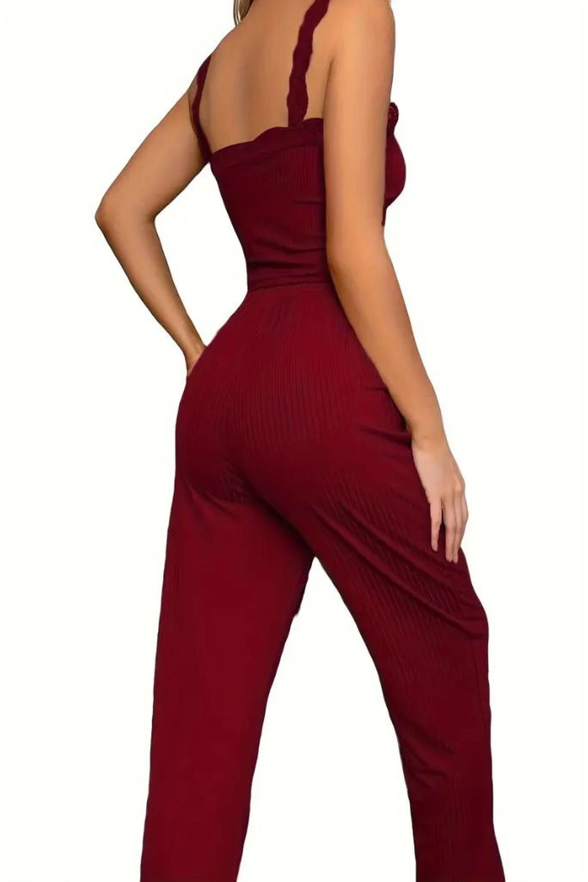 Dantelli Pamuklu Kaşkorse Crop ve Pantolon Takımı Premium Pijama Takımı