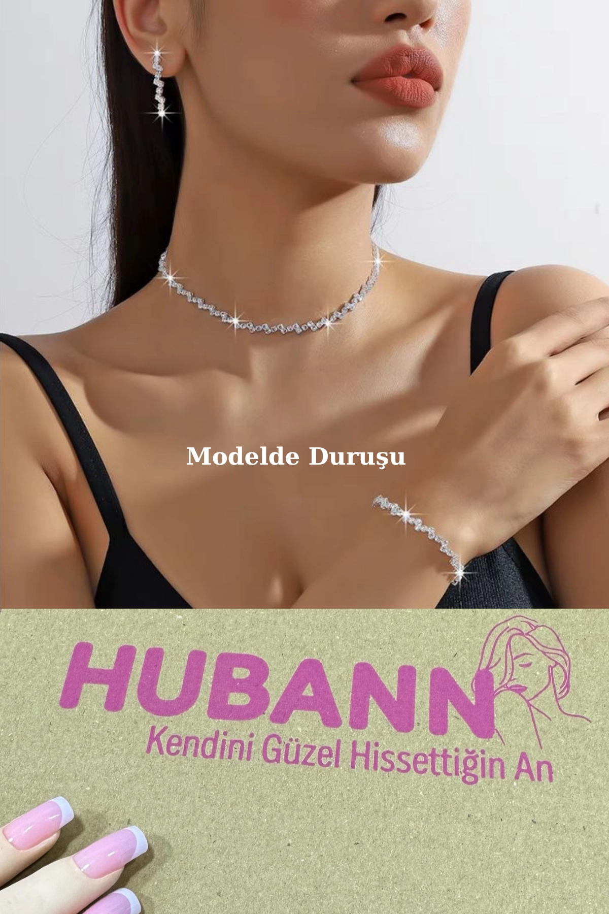 Gümüş Renk Zigzag Ajda Model 3’lü Set Su Yolu Kolye Küpe Bileklik Seti