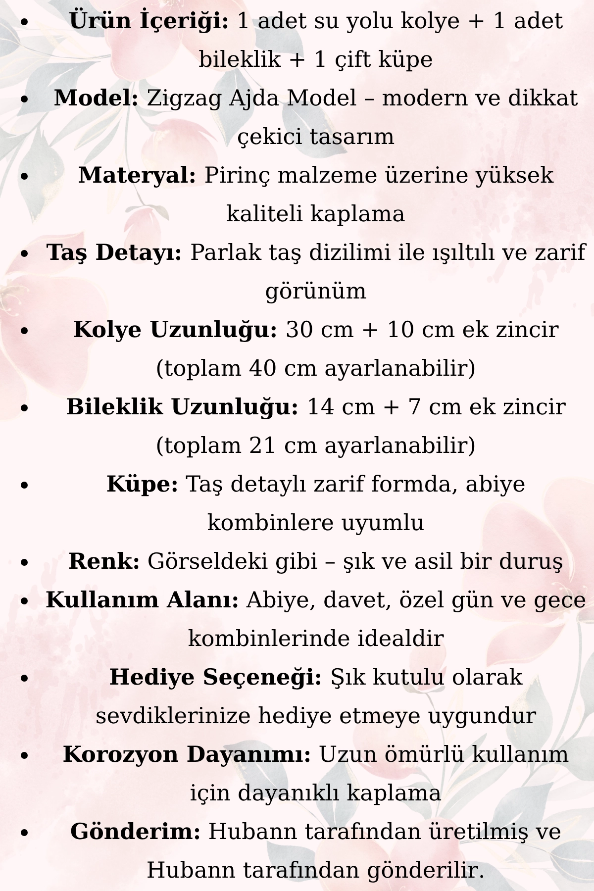 Gümüş Renk Zigzag Ajda Model 3’lü Set Su Yolu Kolye Küpe Bileklik Seti
