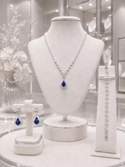 Kristal Zirkon Taşlı Üçlü Takı Seti Ürünleri ve Fiyatları