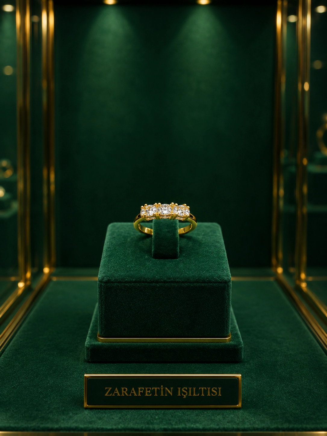 Premium Zirkon Taşlı Gold Takı Seti | Kolye Küpe Bileklik Yüzük | Kararmaya Dayanıklı | Ayarlanabilir Yüzük | Hediye Kutulu